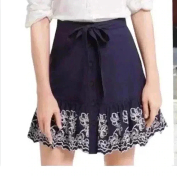 Draper James Eyelet Tiered Navy Skirt - Picture 1 of 5
